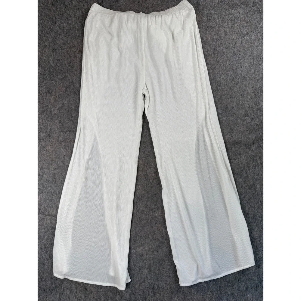 Kona Sol Womens XL White Gauze Wrap Front‎ Tie Swim Cover Up Slit Pants